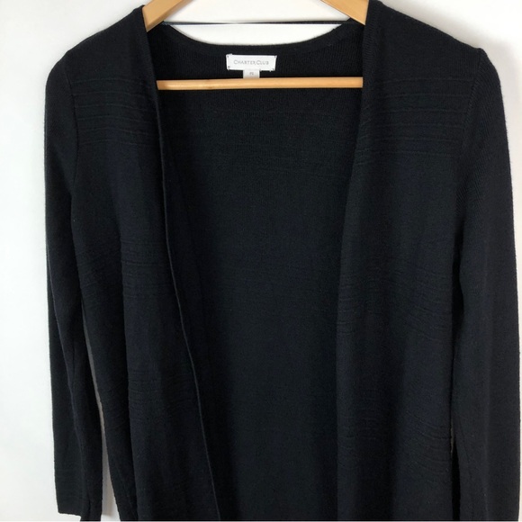 Charter Club Long Classic Black Open Cardigan - Picture 2 of 11